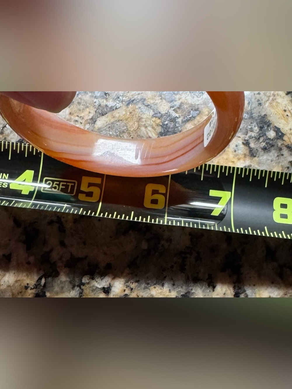 🌿 Natural Agate Stone Bangle Bracelet 55mm Pink Orange Cream Polished - Picture 6 of 6